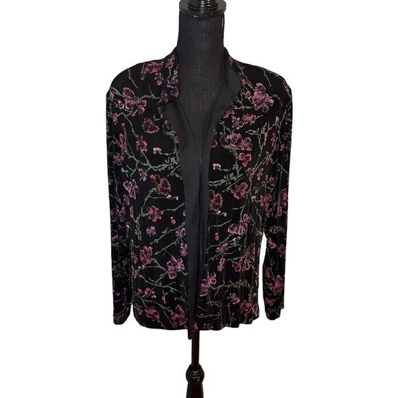 Xscape Black Floral Glitter Open Jacket Women’s Evening Blazer - Picture 1 of 7
